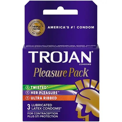 Упаковка презервативов Trojan Pleasure Pack 3шт.