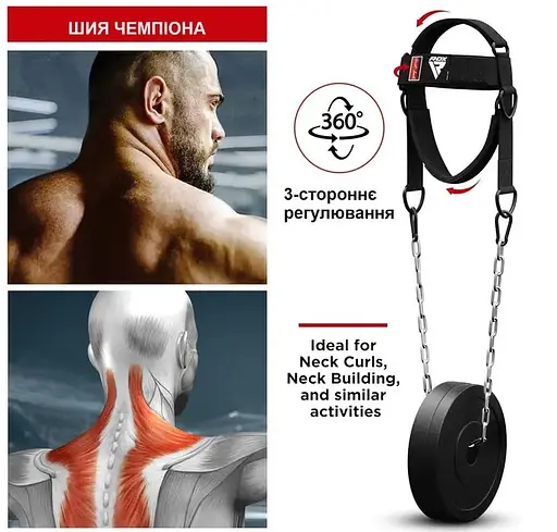 Тяга для шеи RDX H2 Neck Harness Black Plus (WAN-H2B+) - фото 5
