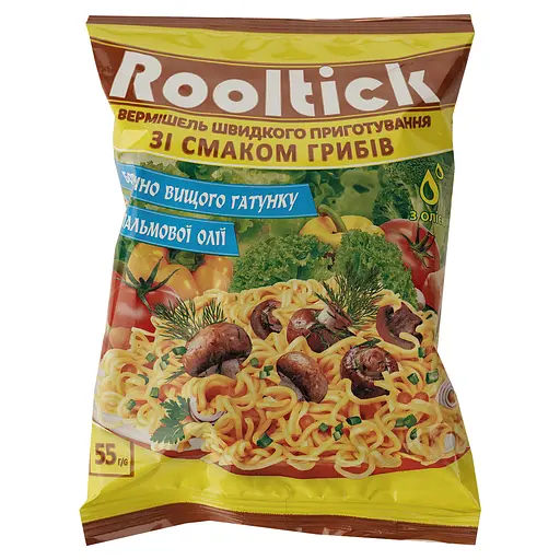 Вермишель быстрого приготовления Rooltick со вкусом грибов 55 г - фото 1