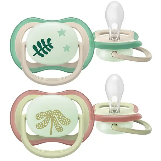 Пустышка Philips Avent Ultra Air ночная 6-18 мес. 2 шт. бежевая (SCF376/31)