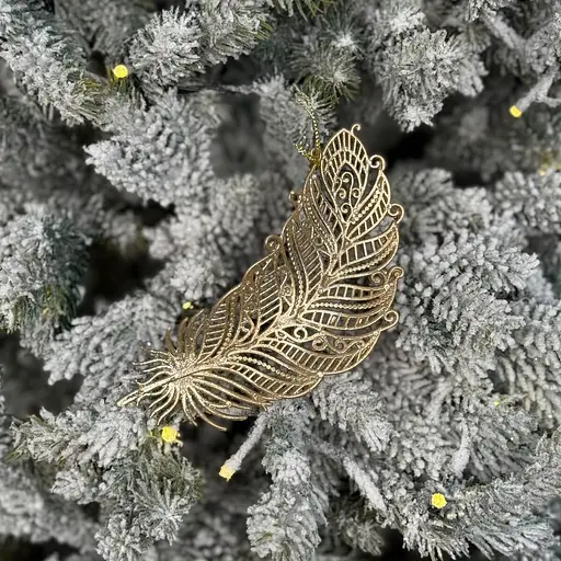 Ялинкова іграшка MIS LT Перо 7,5х15,5Х1,5 см золотий - фото 2