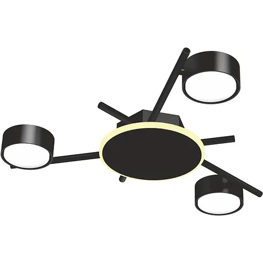 Світильник Videx під лампу 3xGX53 накладний з підсвіткою чорний (VL-SPF20B-BB)