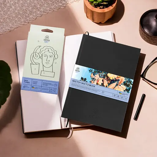 Скетчбук для скетчинга А4 48 листов (130 г/м2), белая бумага, черная обложка, 99IDEA9-SBSP4BL - фото 4
