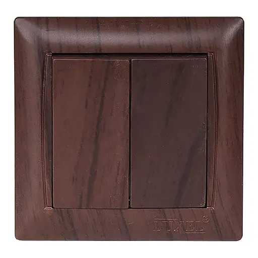 Выключатель двойной Primera 3903 темная вишня под дерево LUXEL - фото 1