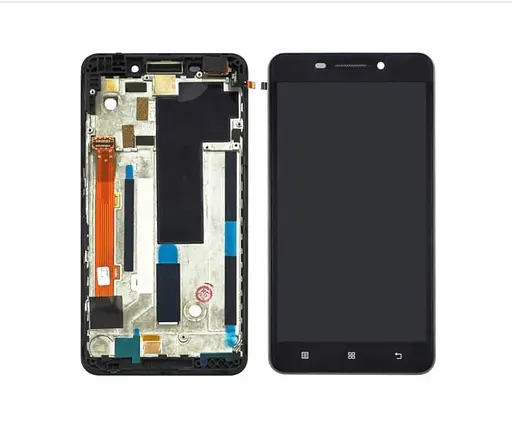 Дисплей для Lenovo A5000 смартфон с черным тачскрином и корпусной рамкой - фото 1