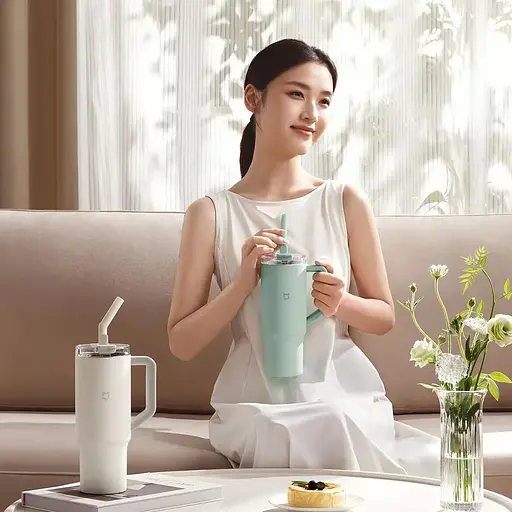 Термокружка MiJia Straw Cup 1 л зеленая MJXGB01RM/BHR07QXCN - фото 6