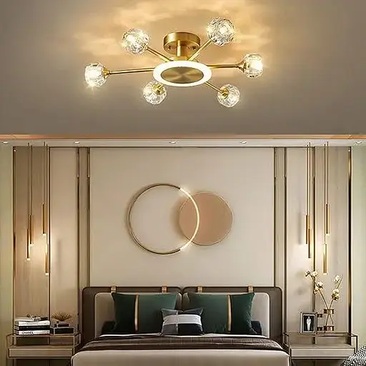 Світлодіодна люстра Луч 8810-С (Золотиста) на 6 плафонів