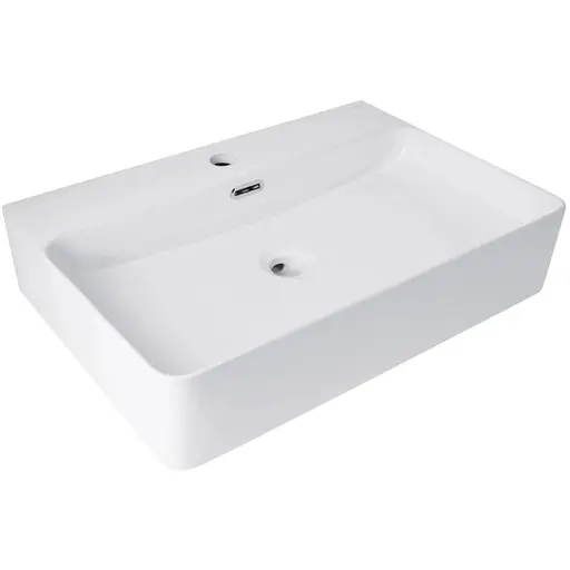 Раковина подвесная Qtap Nando LT 610х420х140 мм, White, прямоугольная, без донного клапана QT12116146W - фото 1