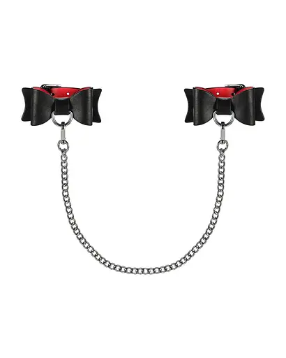 Кожаные наручники-банты с длинной цепью Obsessive A745 cuffs - фото 3