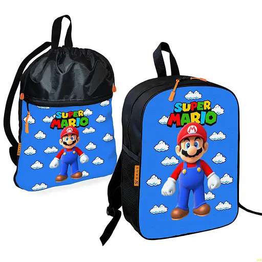 Шкільний рюкзак дитячий Супер Маріо + Сумка для взуття спортивної форми рюкзак-мішок для хлопчика (01769)