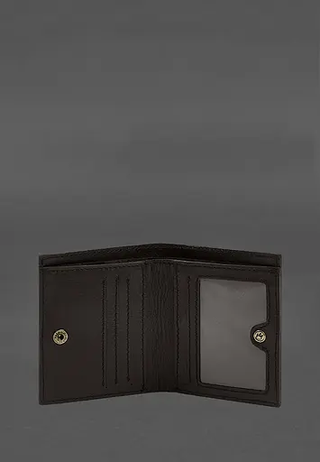 Кожаный портмоне на кнопке Brut темно-коричневый краст - фото 4