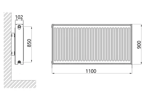 Радіатор сталевий Thermo Alliance IMAS 22 тип 900x1100 мм нижнє підключення (TAI229001100V) - фото 2