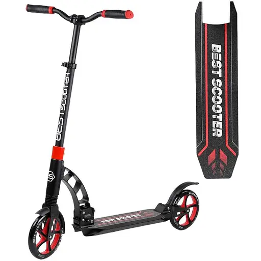 Самокат Best Scooter 94х14х41 см Чорно-червоний 000231518 - фото 1