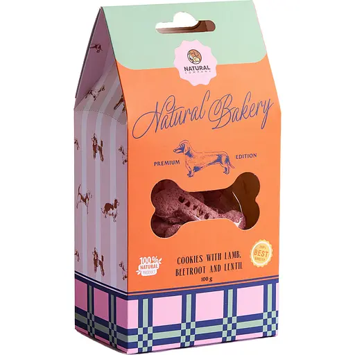 Лакомство для собак Natural печенье с бараниной свеклой и чечевицей 100 г