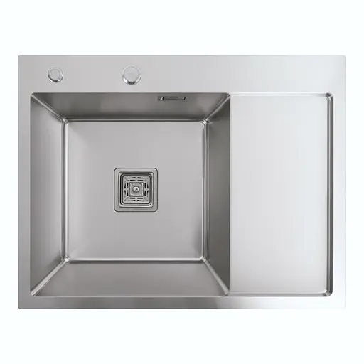 Кухонна мийка Platinum Handmade 650x500x230 L нержавійка (квадратний сифон 3,0/1,0), Нержавіюча сталь - фото 1
