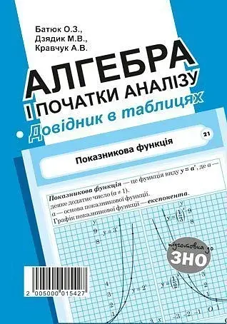 Алгебра і початки аналізу. Стереометрія. Довідник в таблицях для підготовки до ЗНО