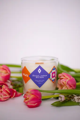 Шкіра, ладан та дим 350 мл, 45 год Великі (350мл) Соєвий віск 45 годин - фото 4