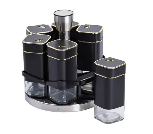 Органайзер набор Condiment Set для специй на подставке с 6 емкостями по 120 мл Черный - фото 3