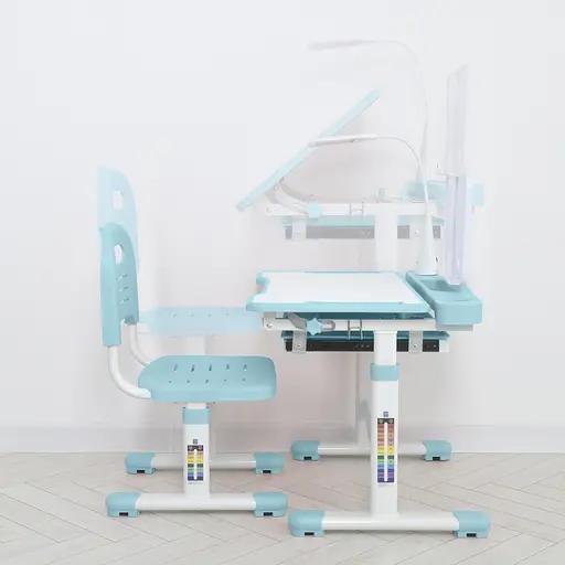 Парта M 5068-12 підставка для книги, лампа, світло-блакитний - фото 7