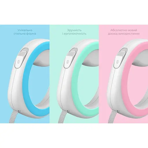 Поводок-рулетка для собак Waudog R-leash, круглая, XS-M, до 40 кг, 2,9 м, светоотражающая лента голубая - фото 6