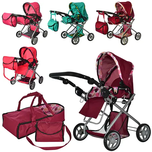 Коляска для ляльки, сумка, кошик, люлька-переноска, регульована ручка, 48x43.5x59 см - фото 2