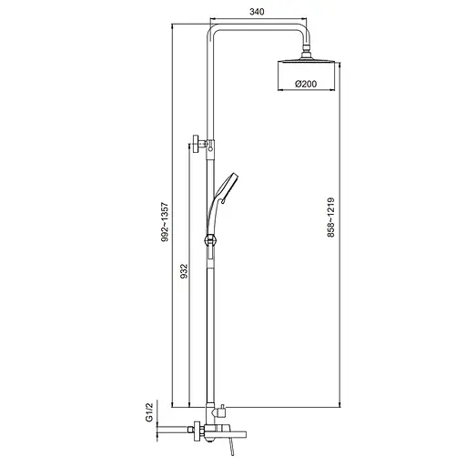Душова система Koer KI-56016-02 KR4791, Нержавіюча сталь - фото 2