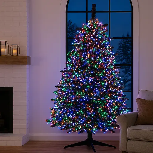 Новорічна гірлянда кімнатна роса 50 м 1500 LED Хвойна лапа білий провід Мультиколор Garlando D1500L50MWML - фото 2