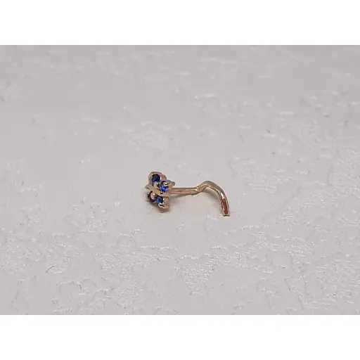 Золотая серьга-пирсинг в нос Dear с фианитами. 1041.11 Синий - фото 2