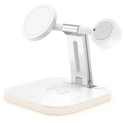Зарядний пристрій Qi 3in1 LED Magnetic wireless charger JYD-WC101 15W Max білий - фото 1