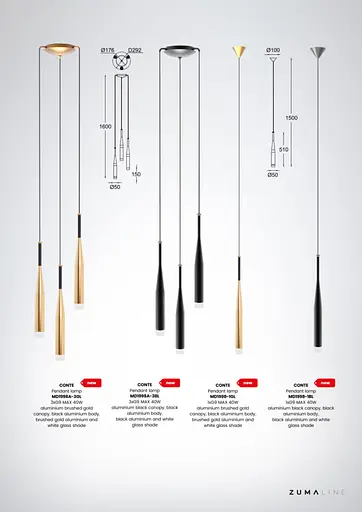 Підвісний світильник люстра Zuma Line MD1998-1GL Conte - фото 4