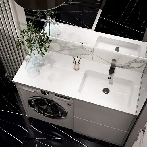 Раковина глянцева врізна Amidicon Rodeo 120R 1200x480 з литого каменю RODEO_120R_HL, Білий - фото 7