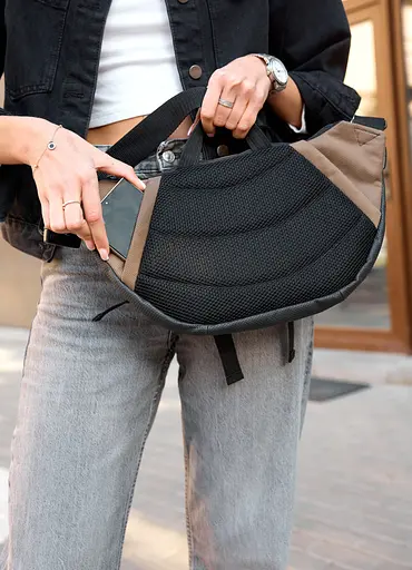 Большая женская поясная сумка бананка Sambag DynamicDart орех 38×21×7 см (80411119) - фото 9