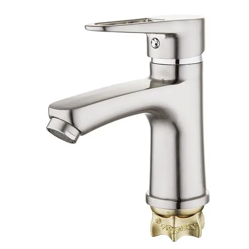 Смеситель для умывальника Wezer PUD1-045 сатин Хром матовый - фото 1