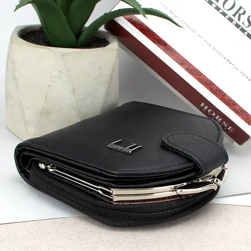 Гаманець жіночий шкіряний маленький Horse Imperial 001B чорний - фото 4
