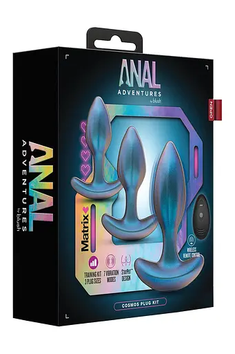 Набір анальних пробок Matrix Cosmos Plug Kit Anal Adventures 3 шт. (синій) - фото 6
