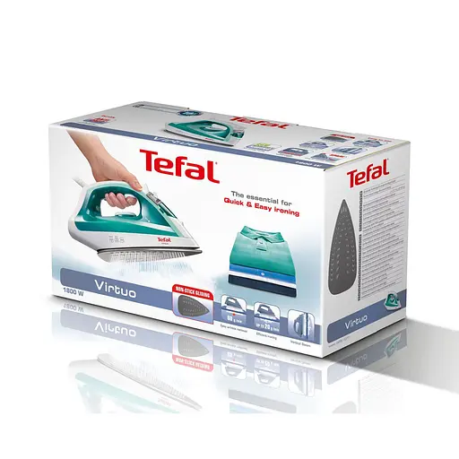 Tefal Праска Virtuo, 1800Вт, 200мл, паровий удар -80гр, постійна пара - 24гр, керам. підошва, біло-бірюзовий - фото 6