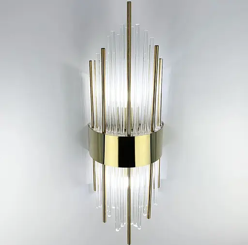 Роскошное настенное бра со стеклянными и металлическими трубочками Line F WM 222/2 GD - фото 8