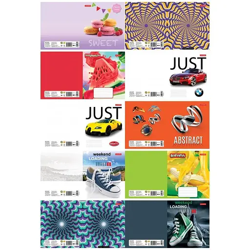 Тетради ученические Тетрада Фемили Лайн Микс-1, 2 с УФ-лаком 24 листа клетка 10 шт. в упаковке