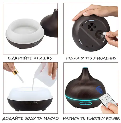 Зволожувач повітря Aroma Diffuser 115-021 з підсвіткою Чорний - фото 6