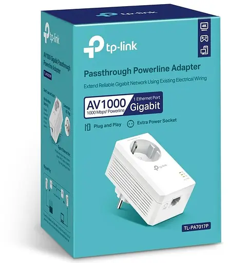 Адаптер Powerline TP-Link Powerline TL-PA7017P AV1000, 1xGE, Розетка (TL-PA7017P) - фото 8