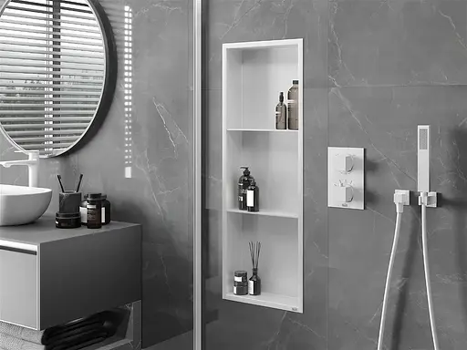 Полка в ванную встроенная Nett YW-90, металлическая 90 см Белый - фото 2