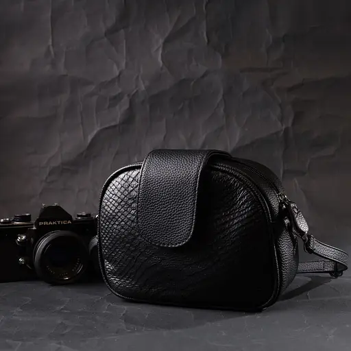 Фактурная сумка для женщин Vintage из натуральной кожи с тиснением под змею 20х14х7.5 см sum0028996 - фото 9