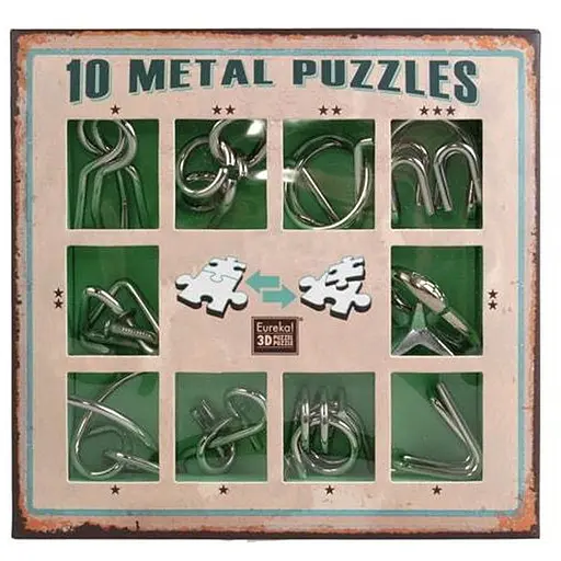 Набір головоломок Eureka Metal Puzzles зелений 10 шт. (473357) - фото 1