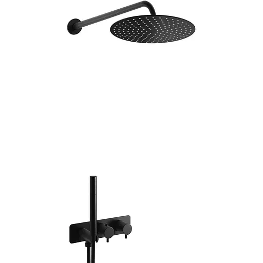 Душева система Kohlman Axel 25 black з термостатом + BOX прихованого монтажу KPL-QW265AB25, Чорний матовий - фото 1