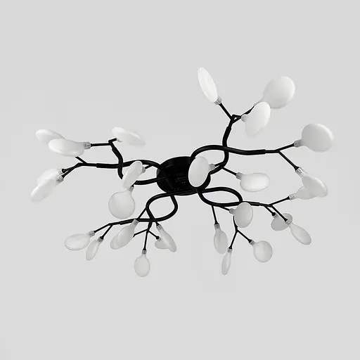 Люстра стельова з пелюстками на 28 ламп в чорному корпусі | Line F | Арт. N686/28C стельова BK FR - фото 1