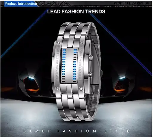 Унікальний бінарний чоловічий годинник Skmei 0926 (Сріблястий) - фото 6