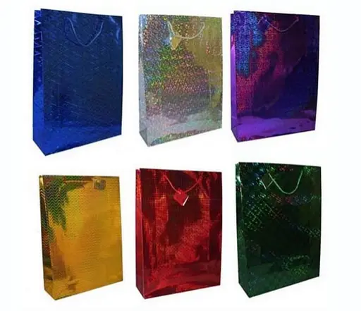 Пакет голографический, 150 г/м², 18x21x7.5 см, 6 шт. в упаковке (в ассортименте)