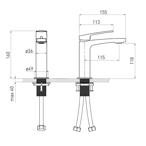 Змішувач для умивальника Volle Cante 26 мм pistola gris 1512.011105 Графіт - фото 2