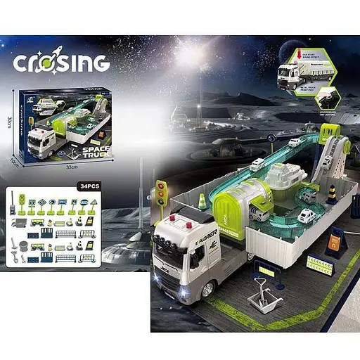 Трек JD 605 D с инерционным механизмом, звуками и подсветкой, 6 машинок - фото 2