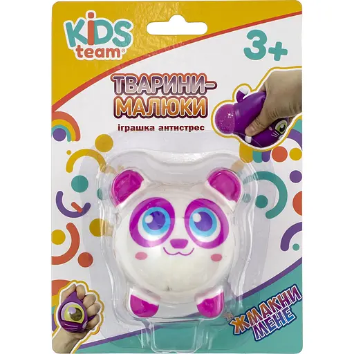 Уцінка. Іграшка-антистрес Kids Team Тварини-малюки Малюк панда біла з рожевим (CKS-10500_5) - фото 3